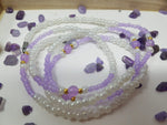 Purple and white waist bead