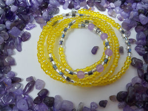purple and yellow waist bead