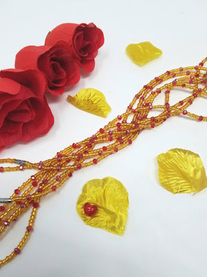Red and gold waist bead