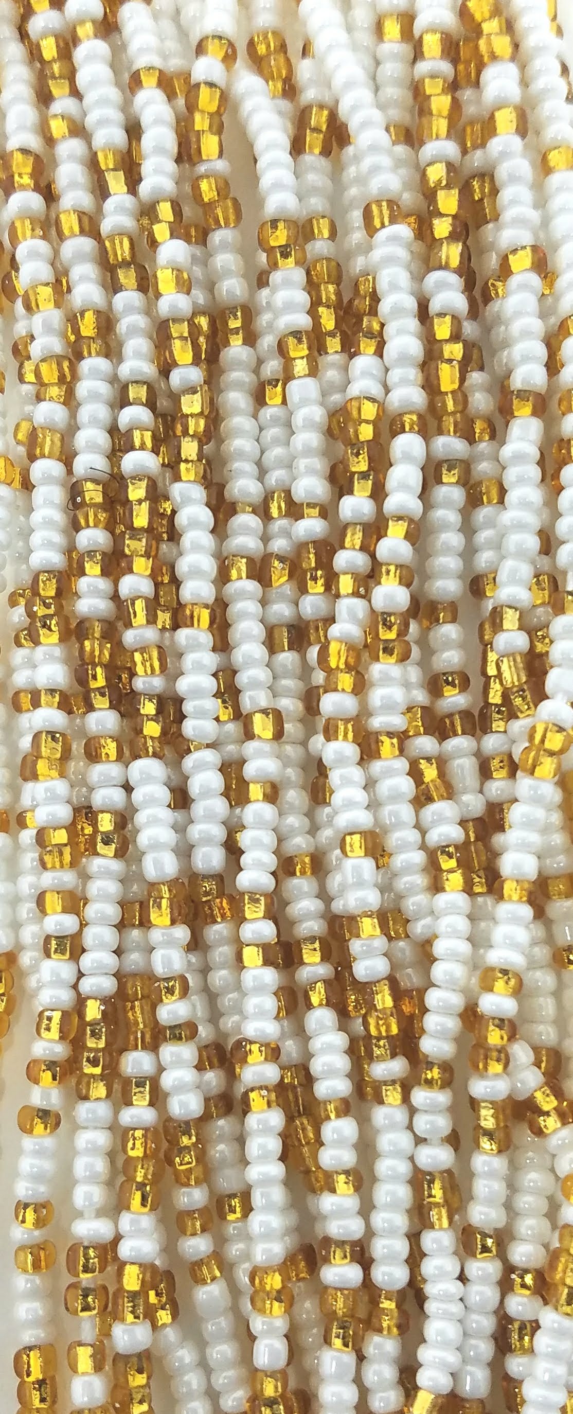 Gold and white tie-on waist beads