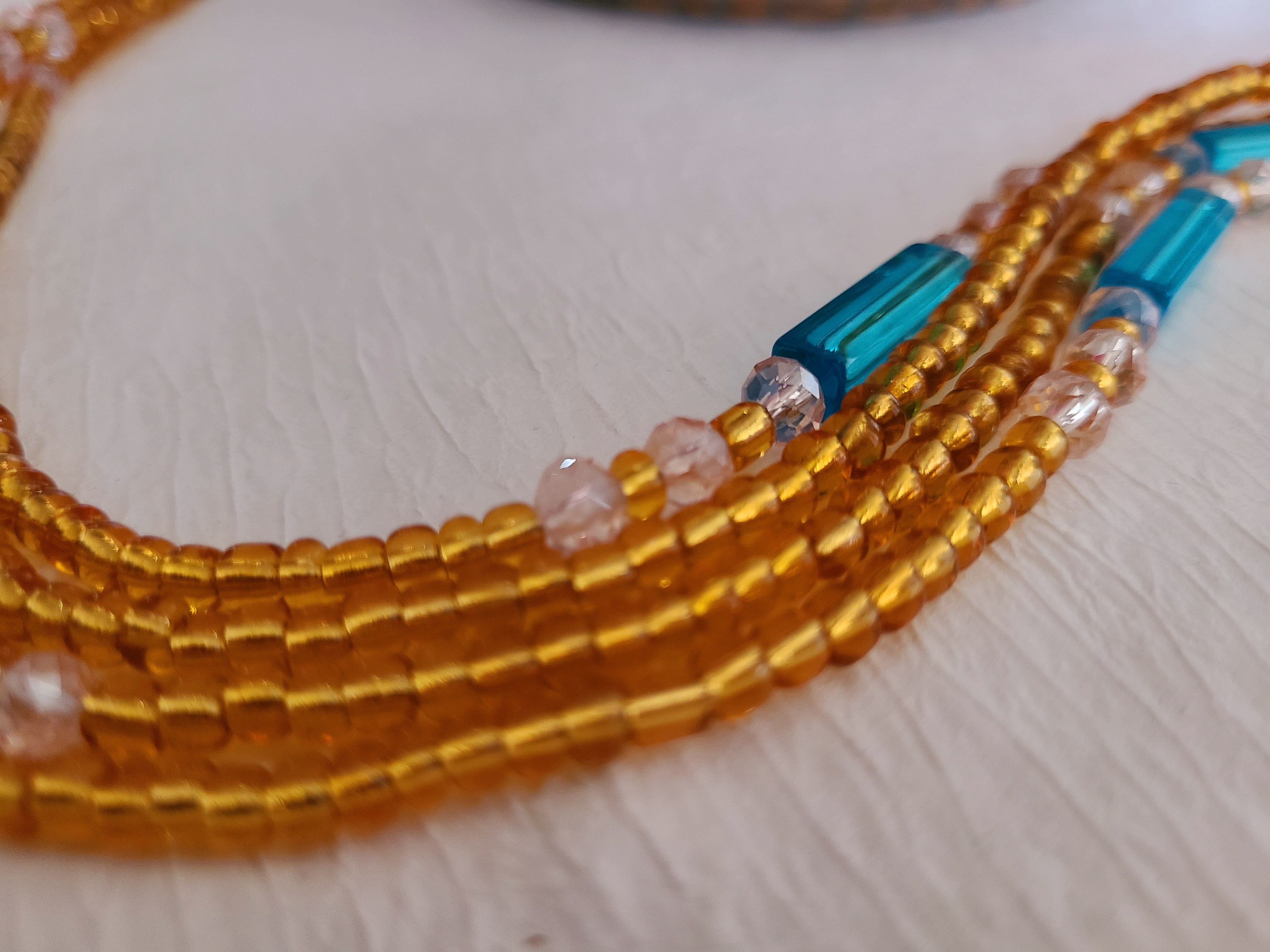 Gold and Turquoise Accented Waist Beads