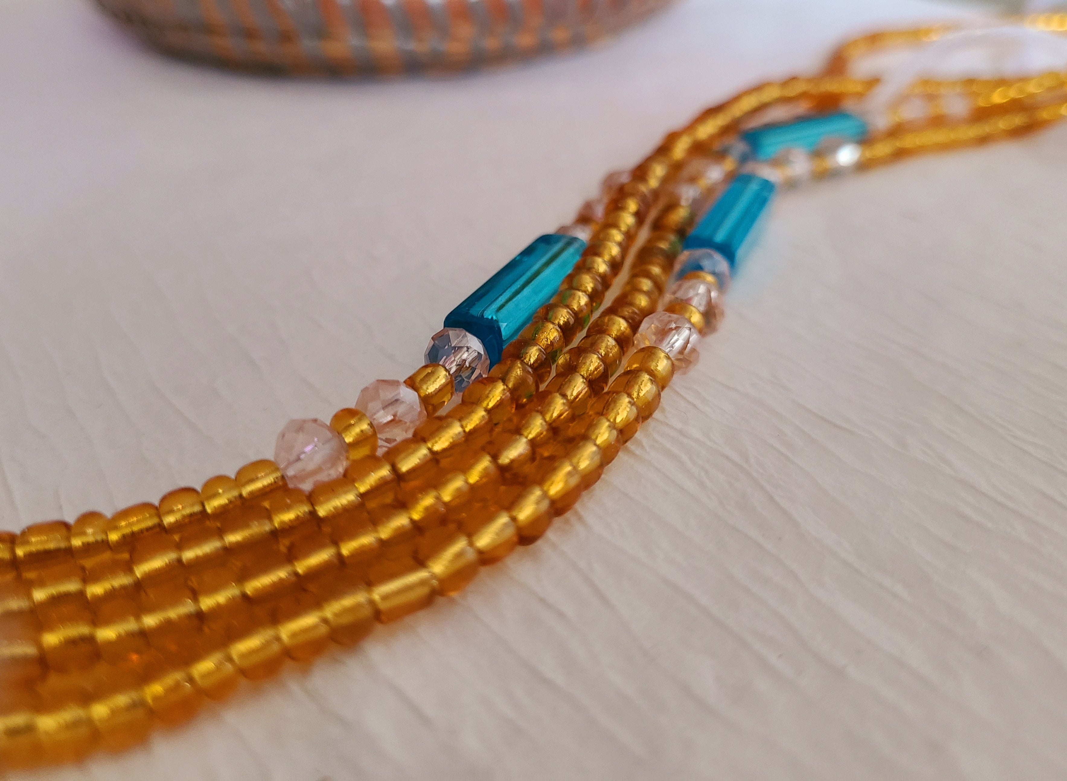 Gold and Turquoise Accented Waist Beads