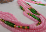 Pink and green Accented Waist Beads