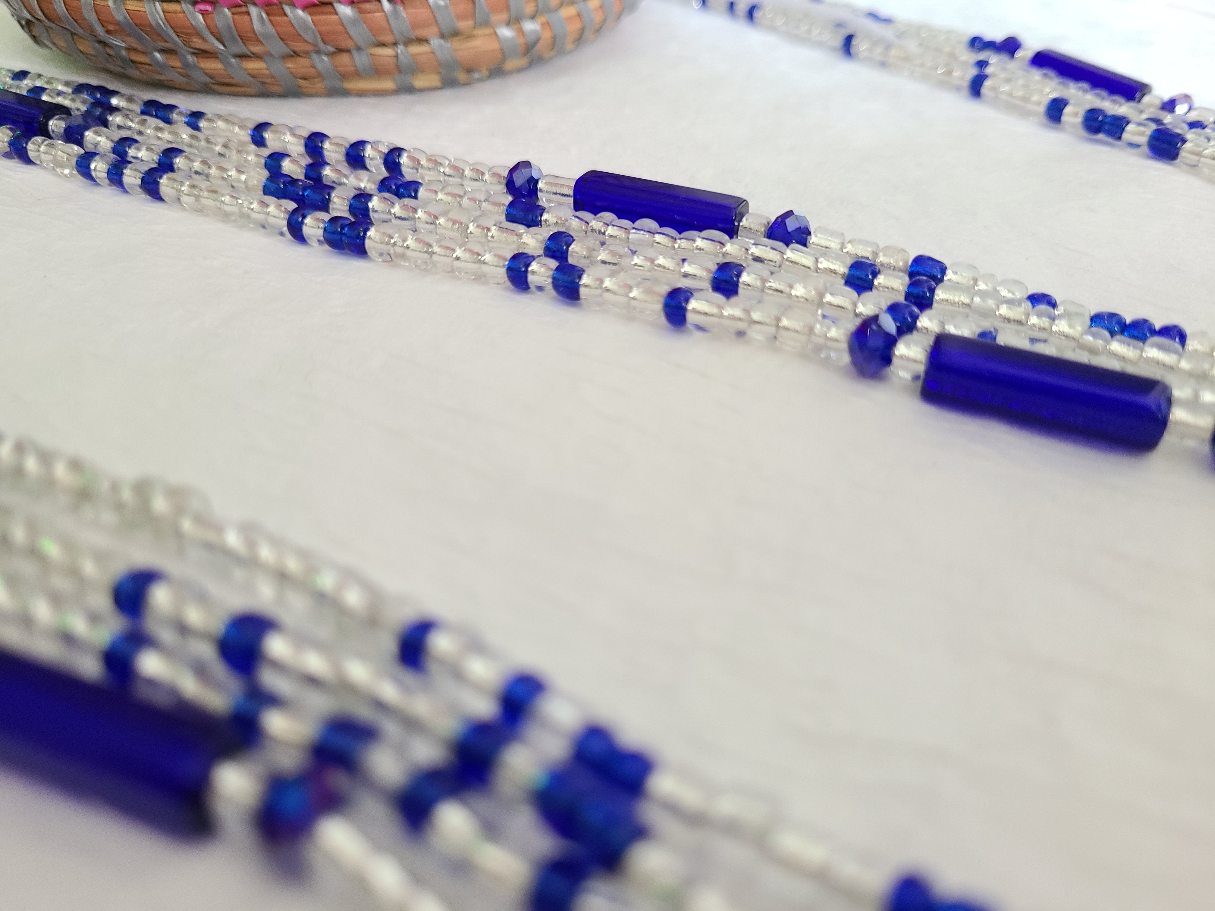 Clear and Blue Accented Waist Beads