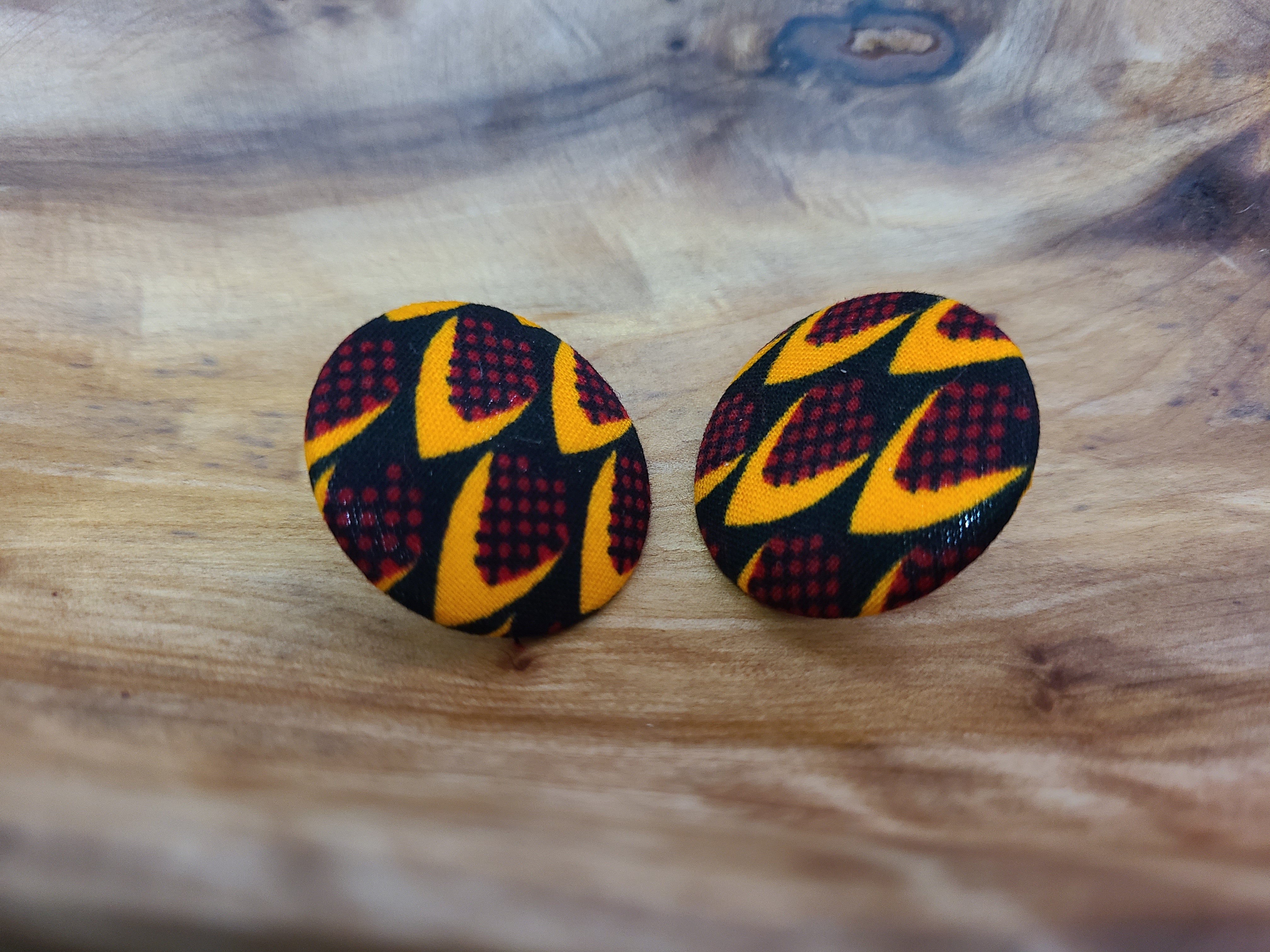 Ankara Button Earrings