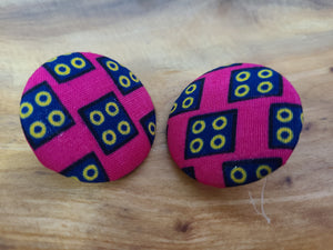 Ankara Button Earrings