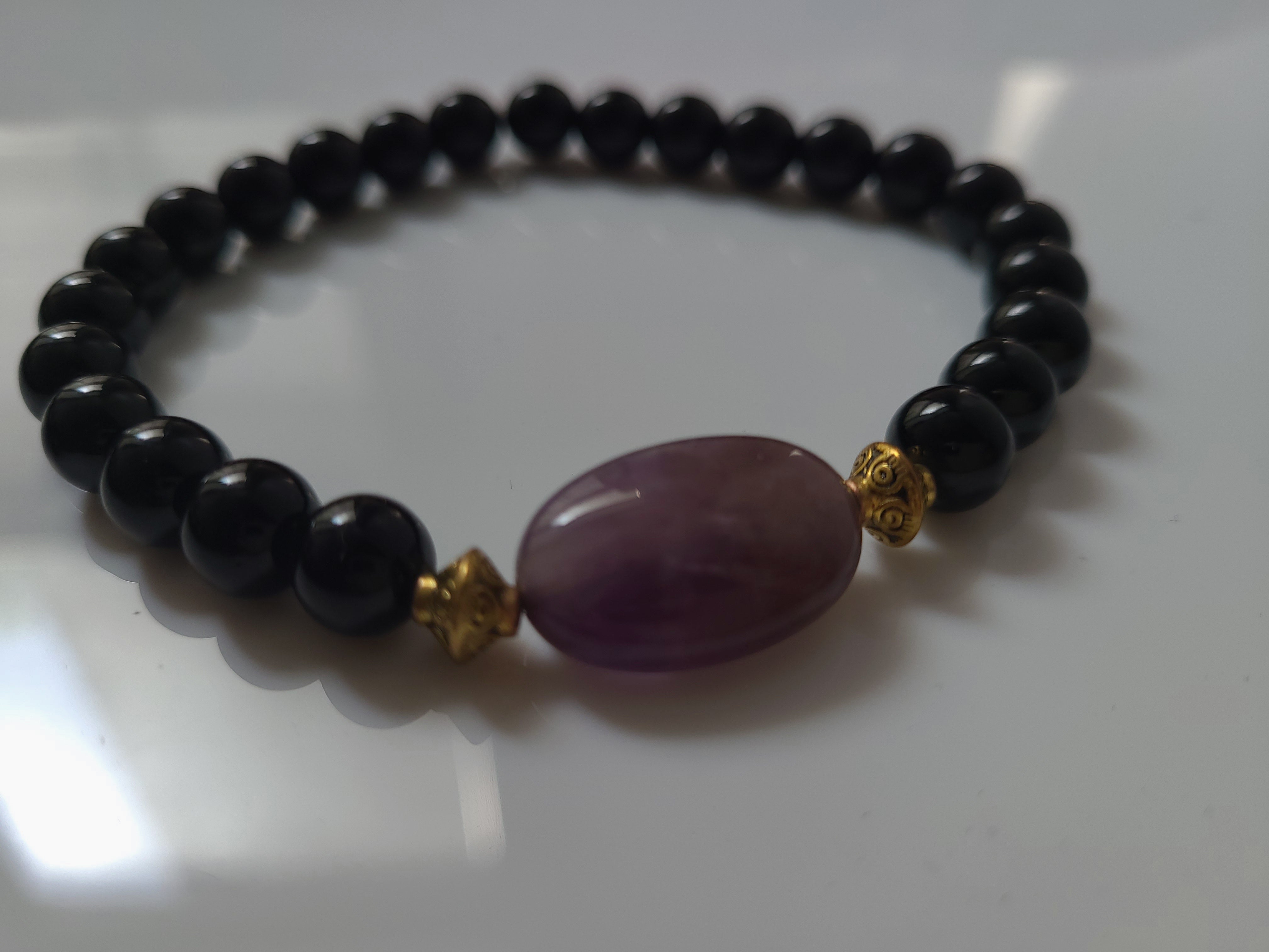 Black stone Amethyst bracelet