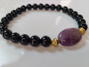 Black stone Amethyst bracelet