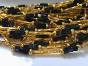 Black and gold elastic waist bead