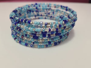 Blue and clear Wrap Around Bracelet