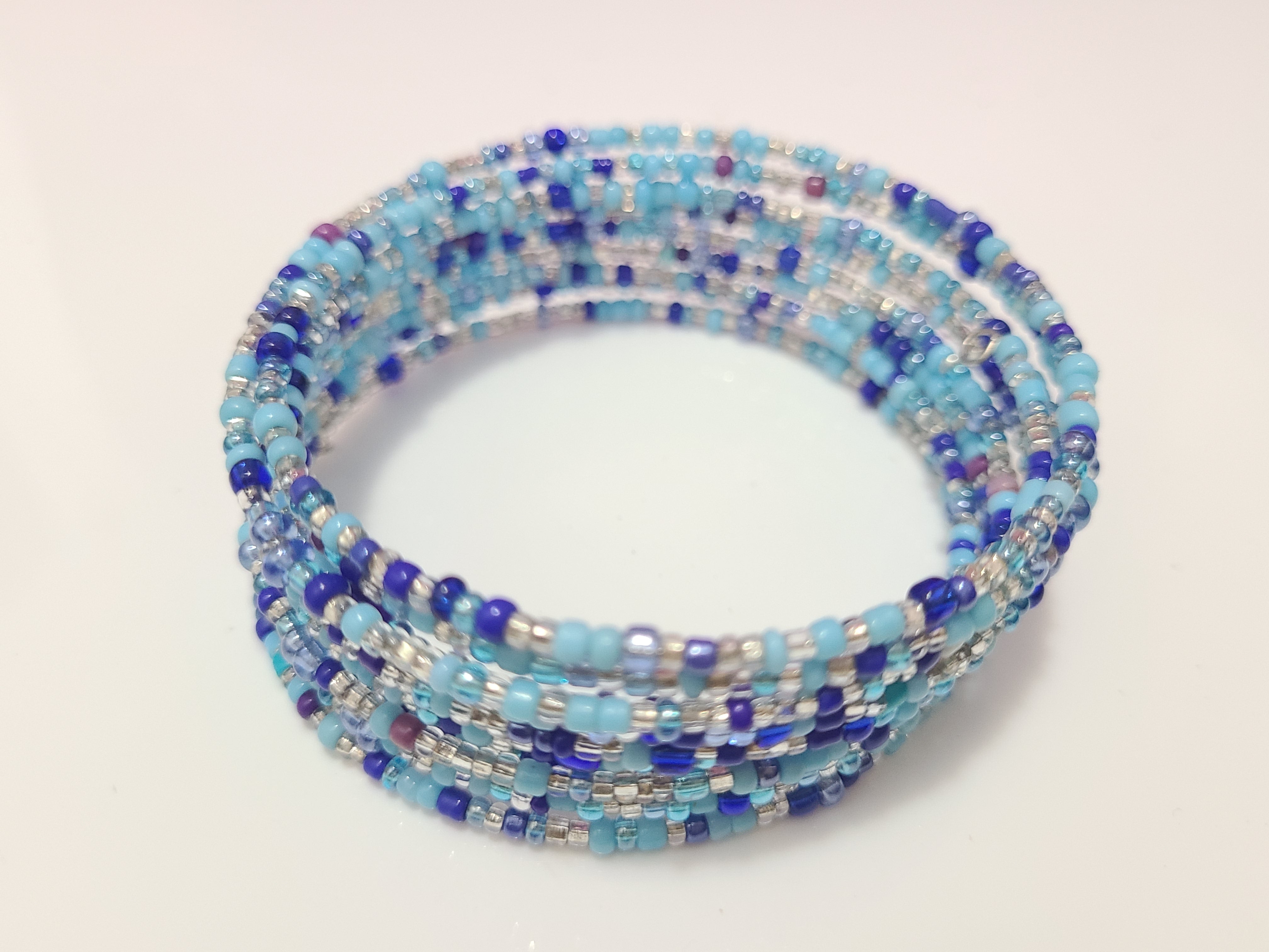 Blue and clear Wrap Around Bracelet