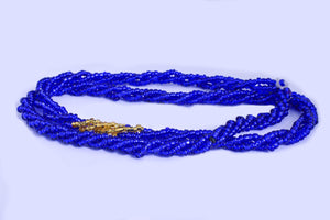 Triple twist blue and gold waist bead