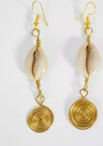 Cowrie shell wired earrings